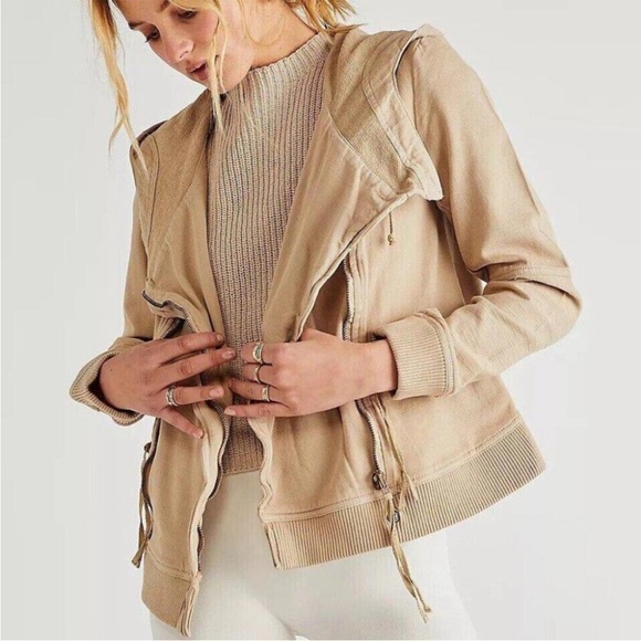 Free People Jackets & Blazers - Free People We The Free Carmen Moto Jacket Top Hoodie Zip Up Solid XS